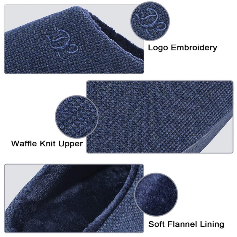 DL Womens Memory Foam Slippers, Cozy Slip on House Slippers For Women Indoor Outdoor, Comfy Women's Bedroom Slippers Warm Soft Flannel Lining Home Slippers Size 11-12 Navy - Image 2